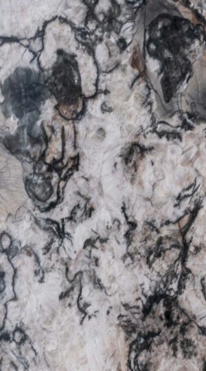 Camelot Quartzite presents a masterful blend of shadow and light, curated by nature for the most discerning tastes. Its polished surface reveals a captivating drama of swirling dark gray and black patterns, moving with a fluid, organic elegance across the slab. This dynamic interplay of deep, commanding tones creates a sense of sophisticated movement, turning any surface into a powerful statement of natural artistry. The stone's inherent depth and bold character make it a definitive choice for creating spaces with unforgettable visual impact. Beneath the powerful veining lies a subtle yet enchanting feature: a sugary crystalline base that imparts a delicate, granular texture. This unique foundation catches the light, adding a quiet shimmer and a tactile dimension that balances the stone's dramatic swirls. Camelot Quartzite's combination of bold movement and refined detail offers unparalleled versatility for luxury applications. It is an ideal selection for signature countertops, striking feature walls, or elegant fireplace, bringing a heritage of geological beauty and enduring strength to any premier design project.